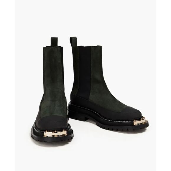 NEW Sandro Liam Chelsea Boot Green Leather Size 36 - Picture 1 of 10
